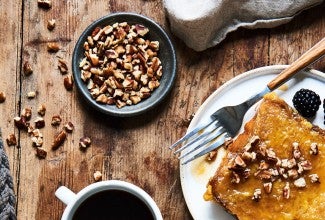 toasted nuts on French toast